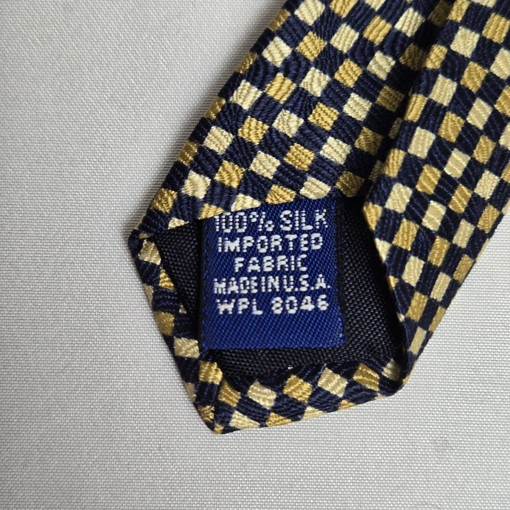 Savile Row 100% Silk Checkered Tie, Made in USA,‎ 8046, 56.5